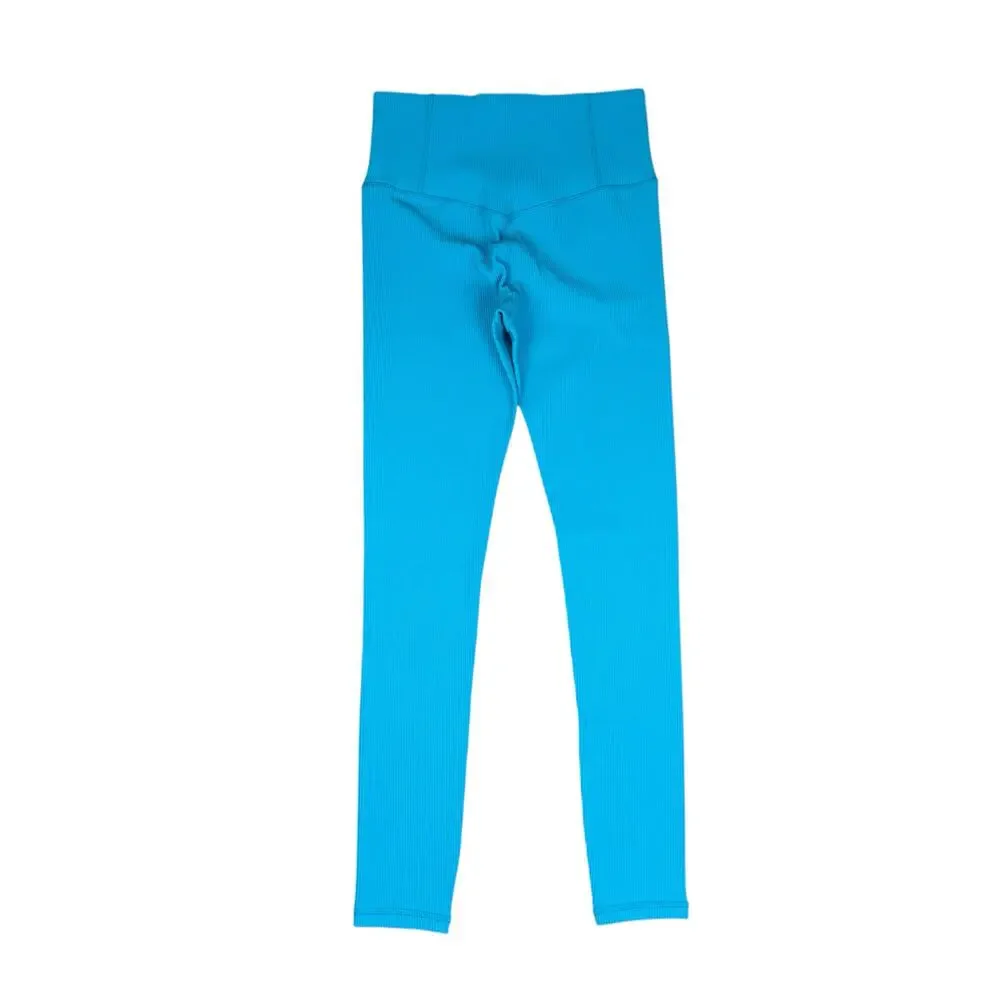 NWT Athleta Elation Rib Tight Bright Blue Leggings Womens Sz M TALL